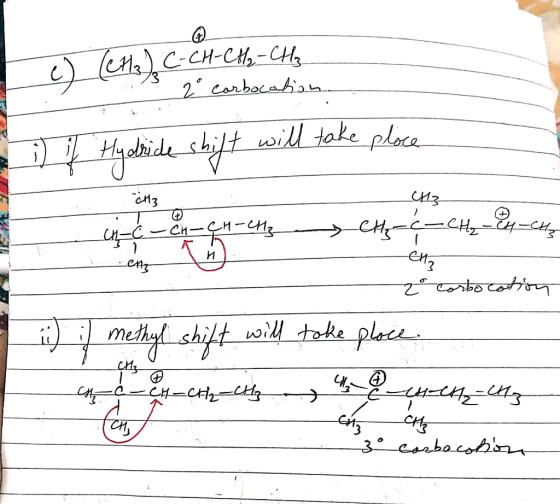 =CH-CH2-CH₃ 2° carbocation. i) if Hydride shift will take place a cha - CH3 Az Lenz in-c-en-CH-CH3 CH₂=C_CH₂ - Cu-CH2 -eing 2