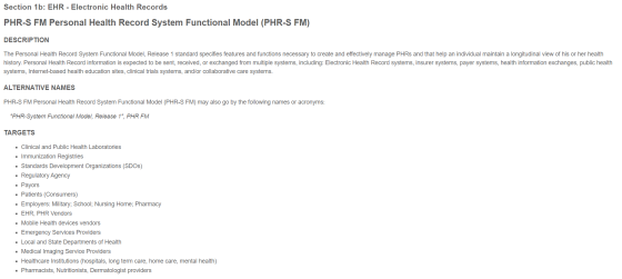 Section 1b: EHR - Electronic Health Records PHR-S FM Personal Health Record System Functional Model (PHR-S FM) DESCRIPTION Th