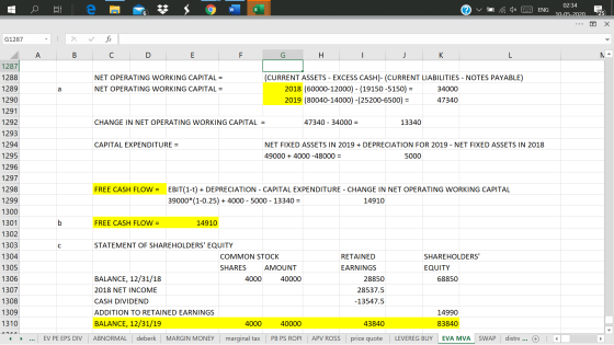 W Lºva 1x 2 ENG 02:34 10-05-2020 ... o X G1287 ✓ fic x B A C E F G H I J K NET OPERATING WORKING CAPITAL = NET OPERATING WORK