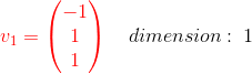 V1 = 1 dimension : 1