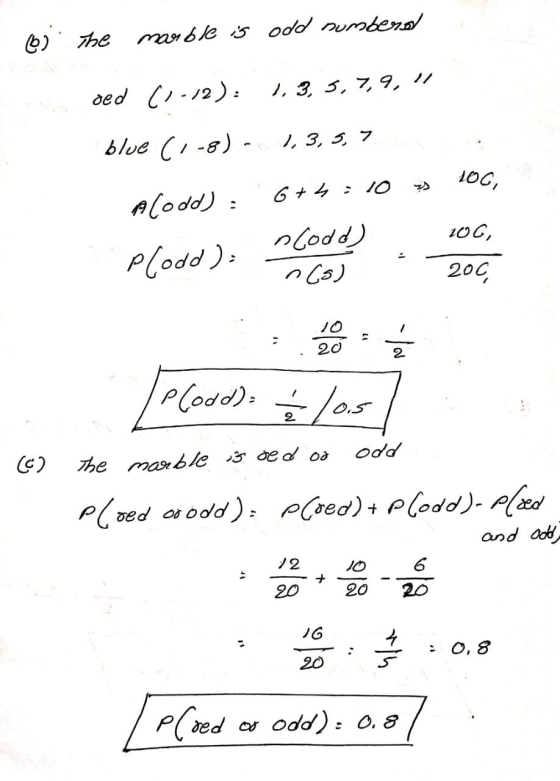62 The marble is odd numbers oed (-12): 1, 3, 5, 7, 9, 11 blue (1-8) - 1, 3, 5, 7 106, 6 +2:10 Alodd) : Plood). 106, scodd) n