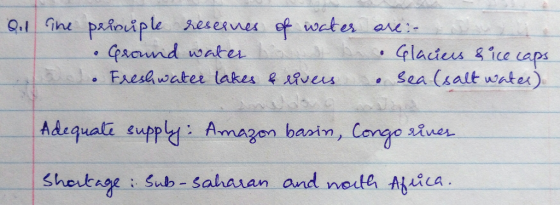 Oil The prinuple reserves of water are: - & Ground water to I br . Glaciers & ice caps a . Freshwater lakes & rivers . Sea (s