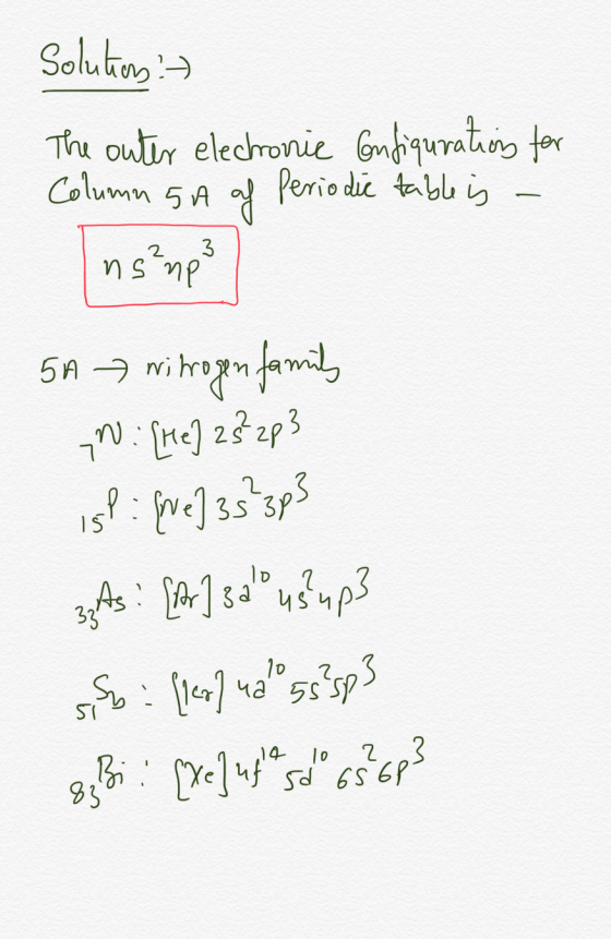 Solutoy Thu outir elechronie Gnbquratn tor Column 5 A Perio dic tabu i 3 ns np 5A Ni 2323 7 esssp3 3S 3Y IS 10 ST 23 14 0