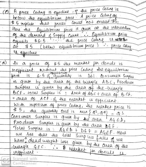 uce Celng Is epectiue the prce aing is prica talngof Ceuld not excead $5 at due interuectian A A betow dhe equibYum pace dha