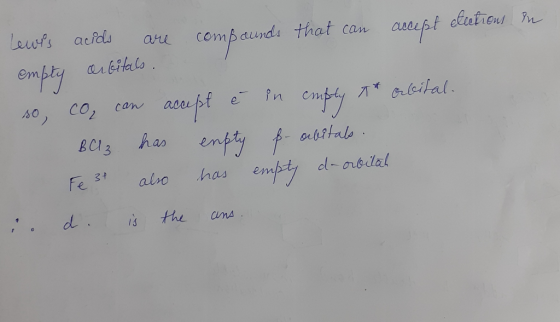 in Lewes acids are compounds that can accept elections empty orbitals. so, co, can accept è in empty * Orbital. BC3 has enpt