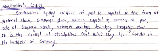 stockholders Equity Stockholders Equity consists of part in a cqpity) in the form of pretened stuchy communi stucky excess