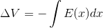 \Delta V=-\int E(x)dx