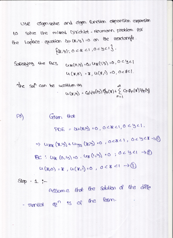 use cigan value and Cigen fonction expansion expansion to solve the mixed Dixich let - Neumam pooblem por the Laplace . Buati
