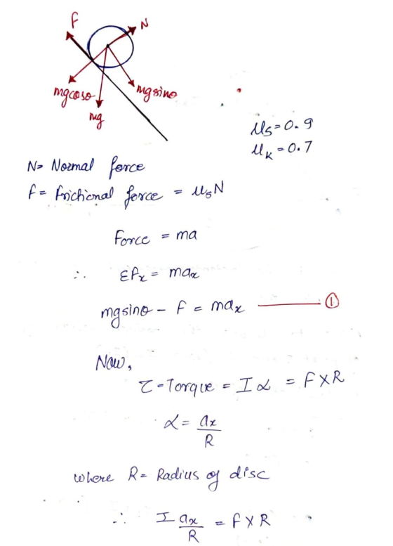 a mgsine mgcoso ng Us=0.9 luk -0.7 N> Normal force f = frictional force = MgN Force = ma & fx = max mgsino - fe max Now, 2 -
