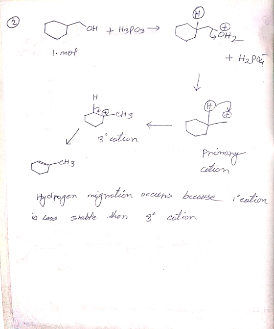✓ OH + H3PO3 → F i linol + H₂PO4 대3 서 ✓ zcation reH3 -CH3 primony cation rrection Hydrogen mignation decens because is less
