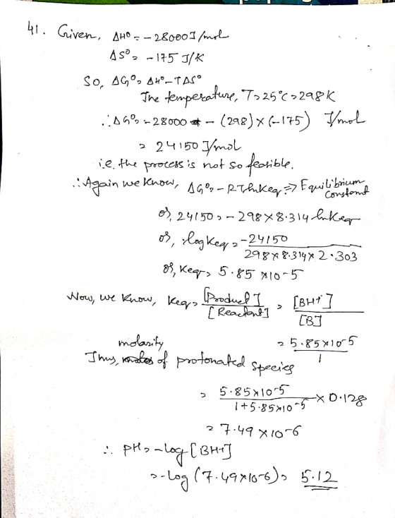 . Given, AHo-- 2&o0o1/nr A So15/K So, AG -TAs° The temperatune, To25 >28K A28000- (2a2)x (-175) 24150 ml e the poces is not S