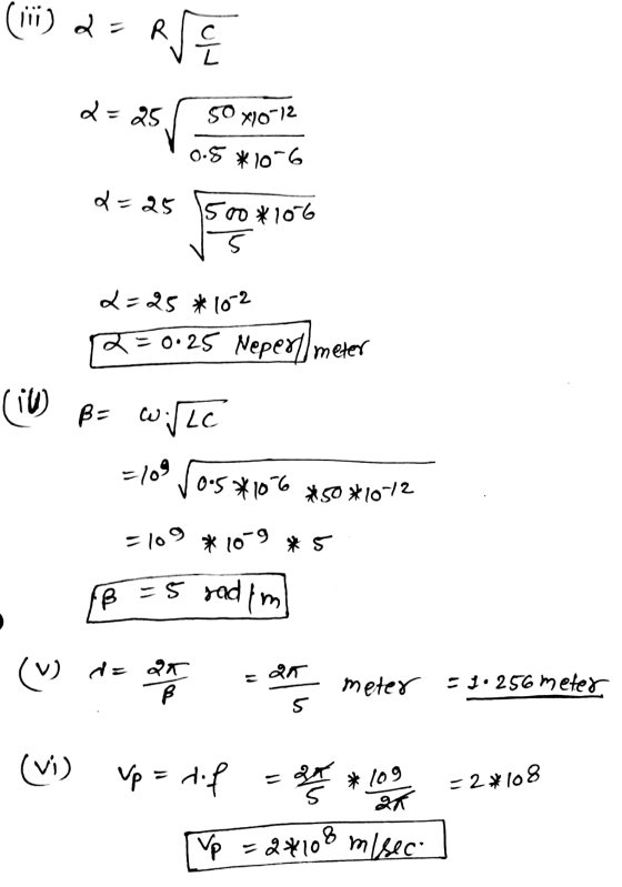 (11) 2 = R5 2= 25 50x10-12 0.5*10^6 2= 25 1500*106 L=25*102 2 = 0.25 Neperllo (m. ß= wille =/09 9 0°5*106 *50*10-12 =109 *10-