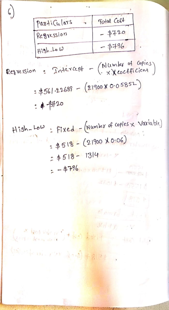 PaotiCulars Total Coft Regression $720 High-Low ·$496 (Numbr of Copies xX cocfficient Reg re ssion : Dntércept : $561-22689 -