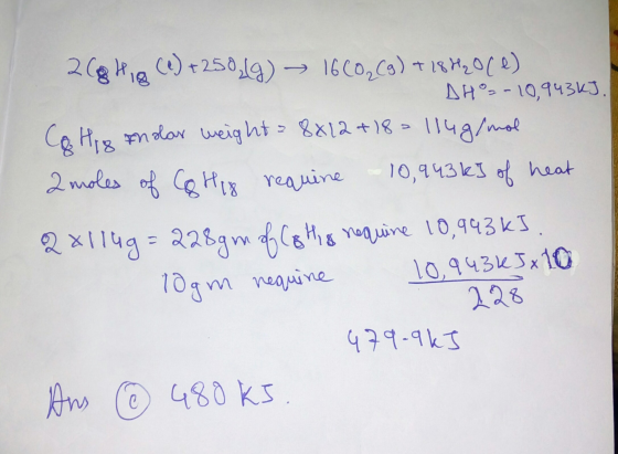 28 Hig () +250,19) - 16CO₂(g) + 18 H₂0(e) DH-10,94363. Co His Enolar weight = 8812+18= 114g/mol 2 moles of Co His requine 10,