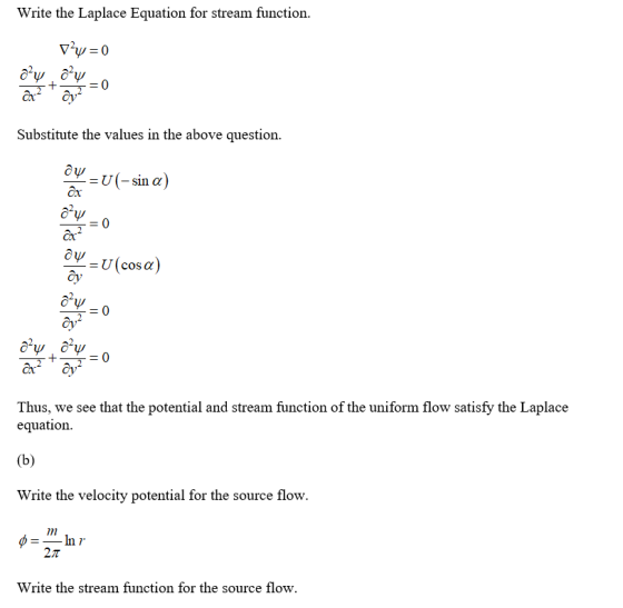 Write the Laplace Equation for stream function. D’y=0 ay a’y ara tuzo Substitute the values in the above question. O V = V(-s