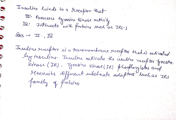 Insulina indi to a ceptor that Irteract wi froteins Mch os IR-1 I V suline sueiftor ia framtmambrane ruceftos Ahat achiveted