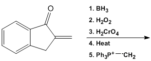 1. BH3 2. H202 3. H2CrO4 4. Heat 5. Ph3PCH2