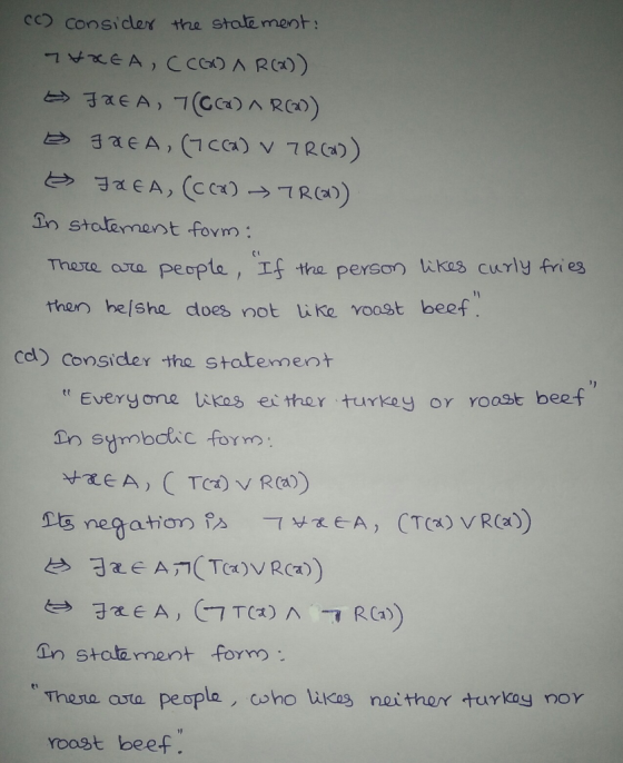 cc) consicler the stala ment: in stalement fovm Ci heste ata peapte, If the person wkas culy fri es than helshe does not ike