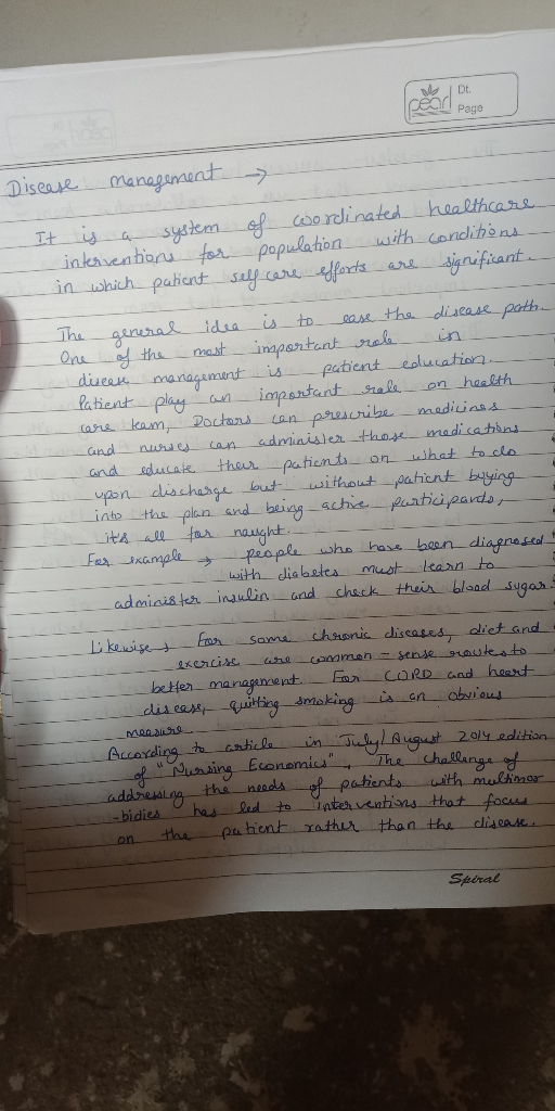 Page Disease management It is a system inlesventions for in which patient of wordinated healthcare population with conditions