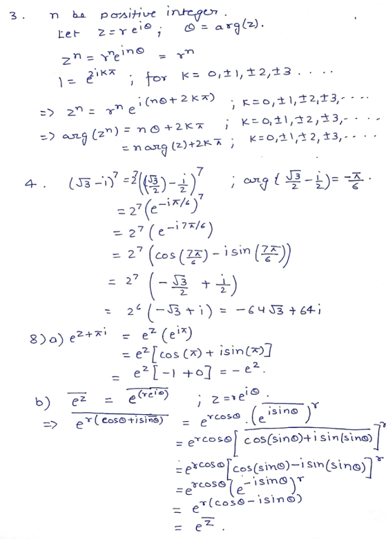 positive inrY 3 7 3 ナーし 2. sinc eTCoso con+isin(sino) ecos oCos (sin)-in(sino e.