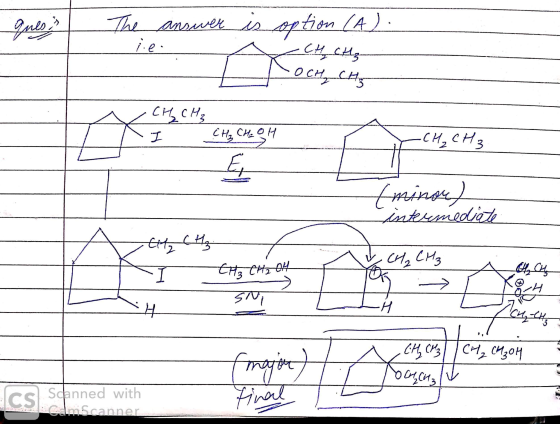 Gues, The answer is option (A). Днесу, си i.e — Оснсв. Лесн; т сн, сиОН — си, сиз I minor) intermediate CH₂ CH₂ I CH3 CH2 On