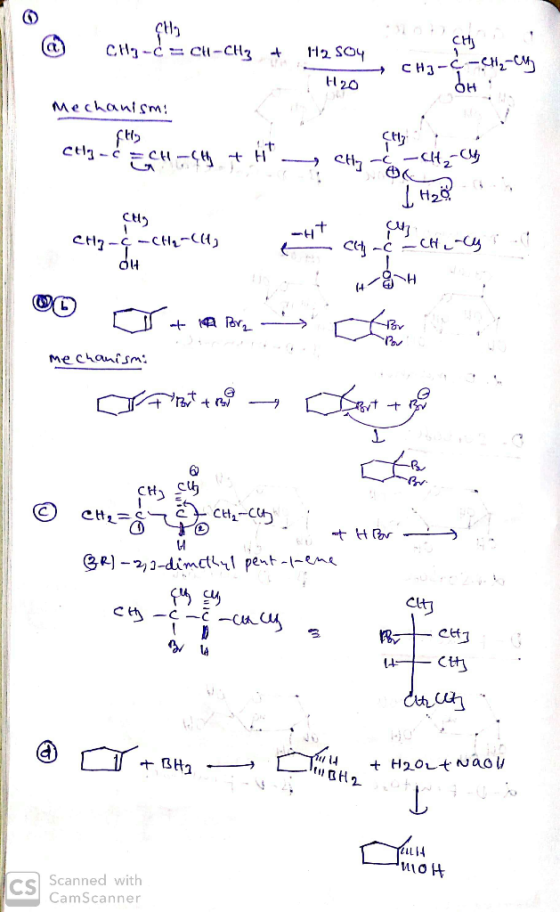 CH CH3-CC-CH 2 SO4 CH3- C2-CM 20 Mechanism: Ct SHz- CH-U 4 H Me chantsm: CH-C GR)-23-dimct pent-l-em City Ct 14 14 Cth H20LtN
