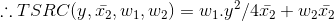 : TSRC(y, T2, W1, W2) = w1.y?/4.72 + w2.In