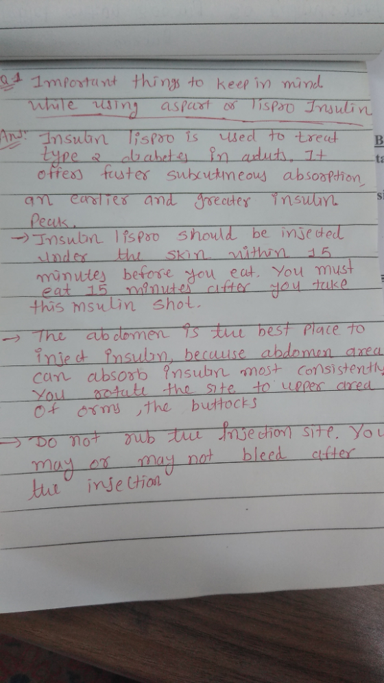 1mportant things to keep in mind wile using aspast or Tispao Insulin A Insulin type 2 Tispoo is dbabetes in aduts, I+ offess