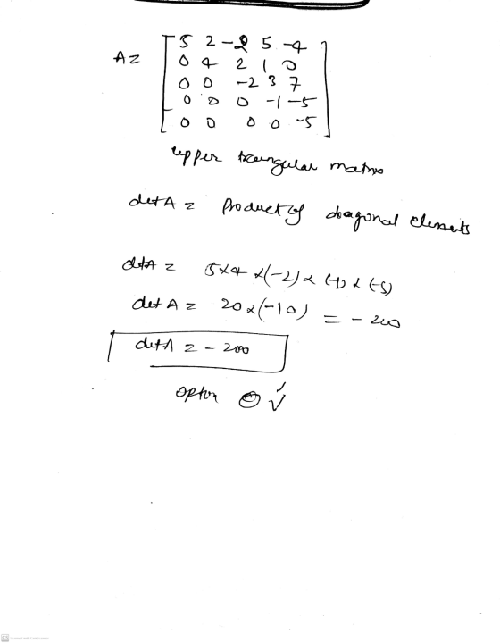 Az o 4 T52-25.4 2 lo o o ㅋ -1-5 o .0..5 -2 3 repper brangular maths det A z Product of diagonal elements oleta z 544 +-2)< (