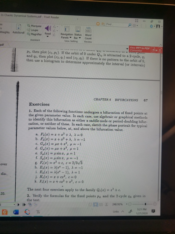 In Chaotic Dynamical Systems.pdf - Foxit Reader ora Find @ An Marquee 123 Loupe ABC Weights AutoScroll Magnifier Read Navigat