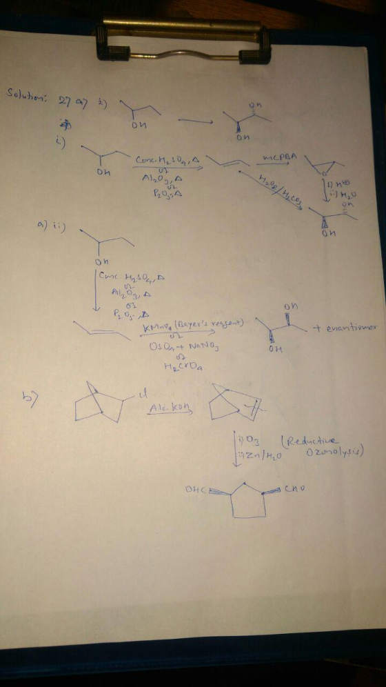Solubet 27 075) Solutions 27 al 2) Y MCPBA on Cunc. H₂ 1 0 , A ALO, A Po, H2U8/H₂CO3 (1) no Jomo on Come H₂SOLD P2 KMn (Bayer