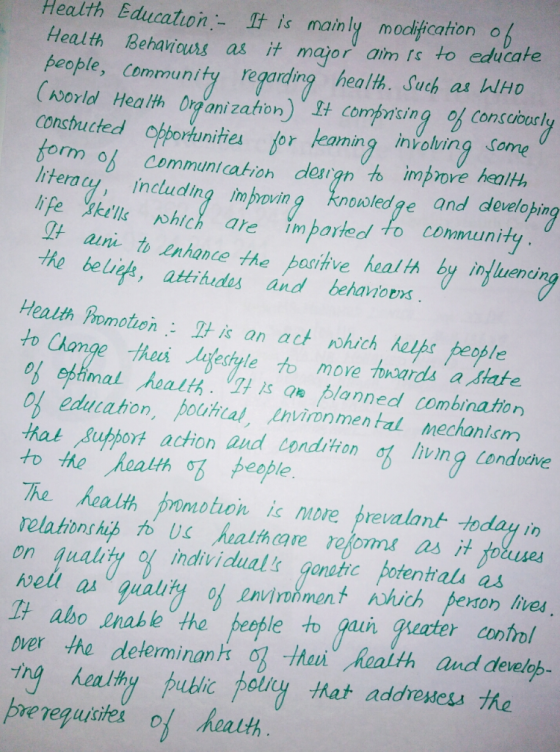 Health Education- I is mainly modification of Health Beharius as it major am ts to edicate people, Community regarding heath.