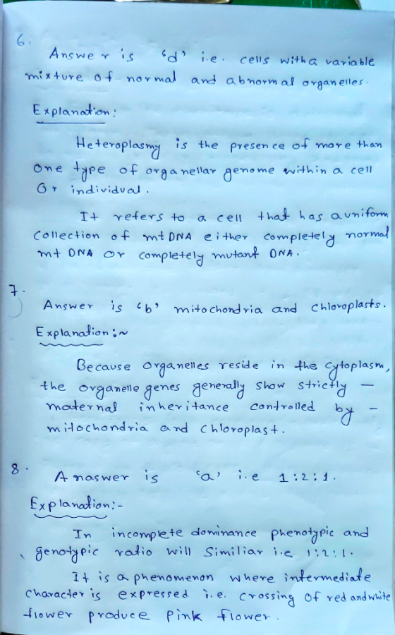 Answer is ad mixture of normal i.e. cells with a variable and abnormal organelles. Explanation: Heteroplasmy is the presence
