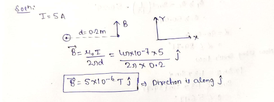 soen. I=SA @dorm 18 Beace upy10-75 j and 20x 0.2 B = 5x10-bq ŷ la Direction is along ĵ.