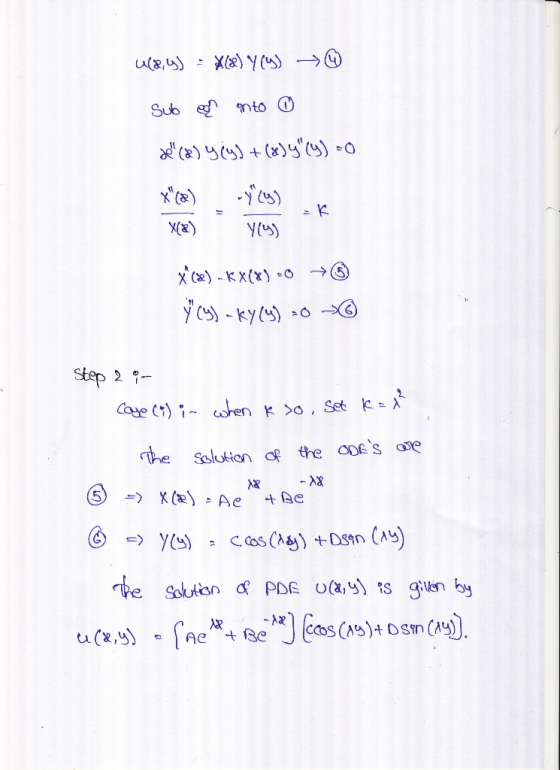 418,9) = X() Yey) → Sub a onto de (a) y Cy) + (x)}() - 0 x(x) syy) Y(x) yy) x (a) - KX(X) +0 → Ý (Y) - KY (Y) =O 6 Step 2