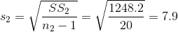 S2 = 1/ SS2 V no-1 V 1248.2 20 = 7.9