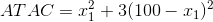 AT AC = x + 3(100 – 21)