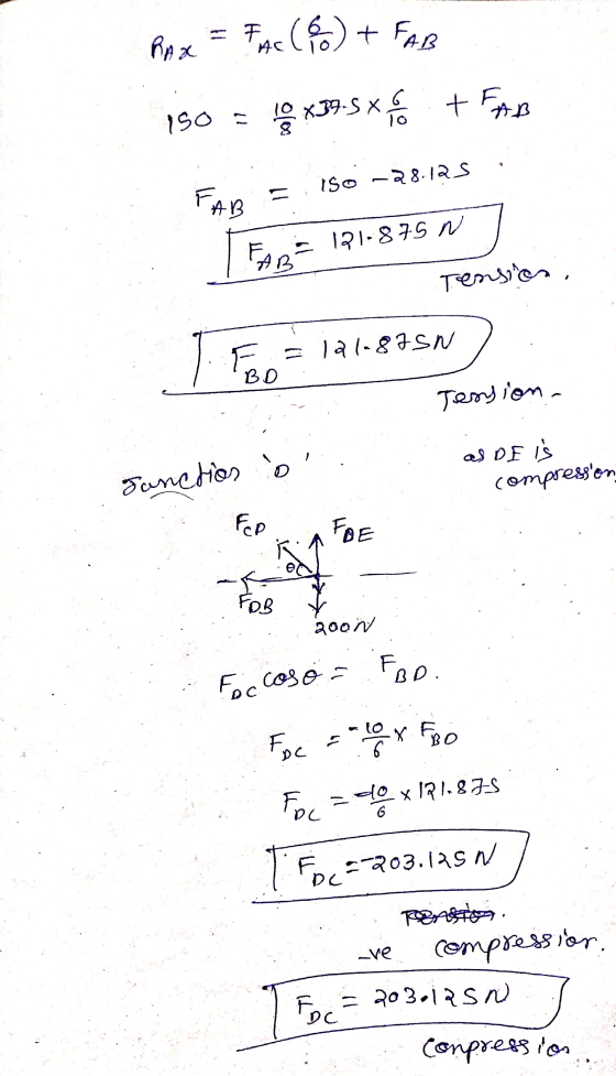RAX = FAC (68) + FAR 10 X37 X39.5 x 6 + FAB iso ISO - 28.125 FAB = 121-875 N AB Tension T. Fee = lala8ISN Tension. Junction o