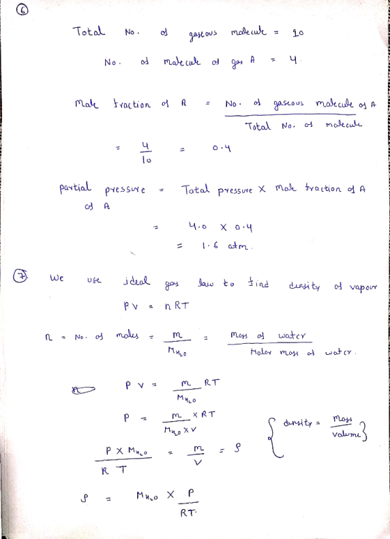 Total No. of gaseous malecule = 10 No. of malecak of gas A = 4. make traction of R = No. of gaseous makcule of a Total No. of