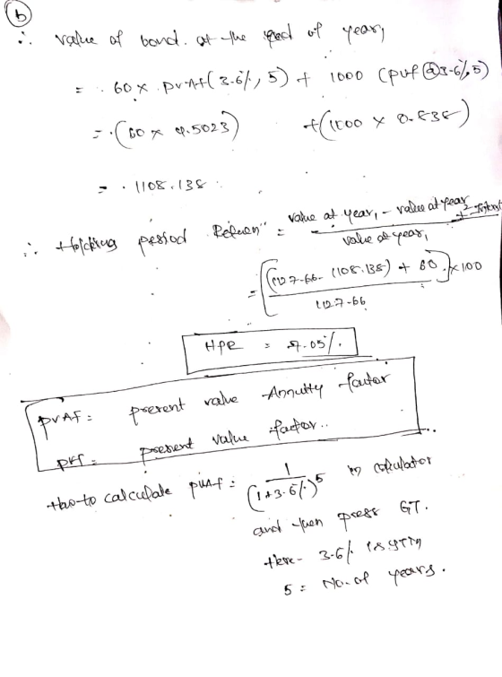 value of bond. at the and of year, 7.60x, punt(3.61, 5) + 1000 (puf @z-7), 5) -.(60 x 4.5023) f(troo x 0.836-) .1108.138 • 10