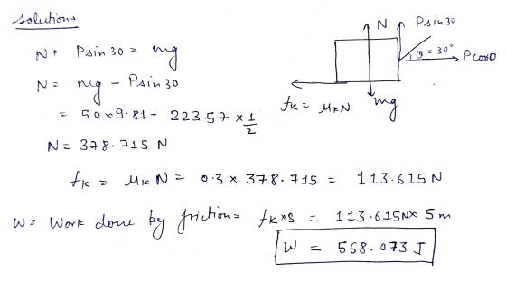 solutions Na Psin 30 NA Pain 30= ing 16.30 0 = 30° PLOBO N Pain 30 z nig fic = MEN 5069.87- 223.57 X ing * - - - N= 378.715 N