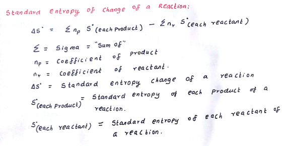 5tandard entopy oF Change oF a Reaction: 4S. Mp S. Ceach Product ) -- Zn, s (each reactant) Sigma -Sum of.. np: Coefficient吇P