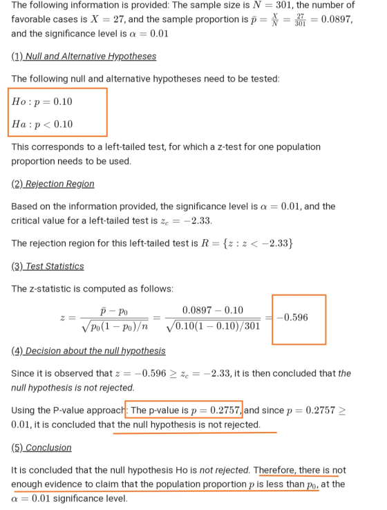 The following information is provided: The sample size is N : 301, the number of favorable cases is X = 27, and the sample pr