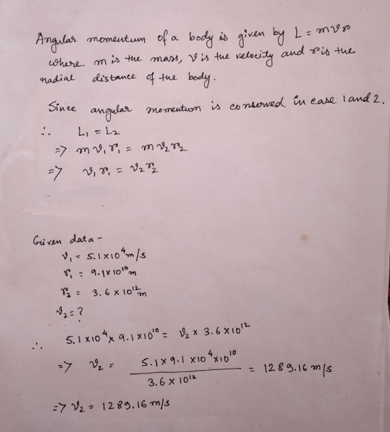 Angular momentum of a body is given by L=mvro where m is the mass, vis the velocity and is the radial distance of the body. s