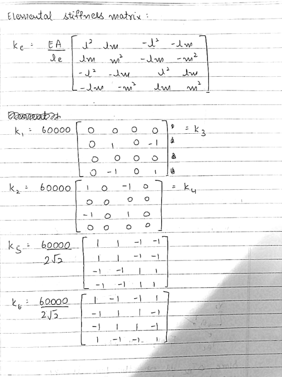 Elemental stiffness matrix : ke: i lm EA le Im m² - 1² -lm -hm -ľ -lm -lm - m² lw lm m² er -m² Pemex toto ki 60000 . o EX O 1