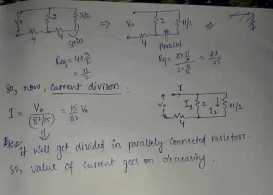 Req= 4+2 / Req= 2x4 So, now, current divison : T 4 Pat it will get divided in so, value of current parallely connected resist