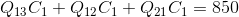 Q13C1 +212C1 +Q21C1 = 850