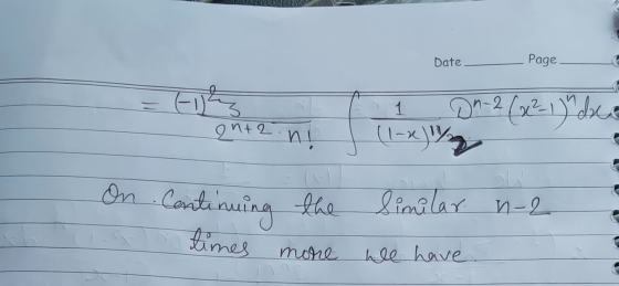 Date Page Hz 1 DM-2(x²-1) dxco ant2 n! (1-2) On Continuing the linning the similar. n-2 times more hll have