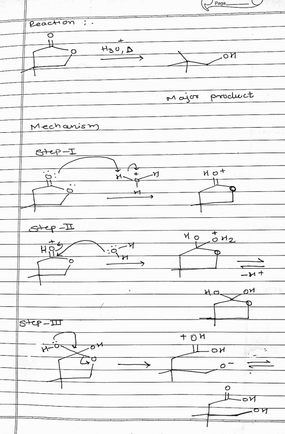 Page. Reaction +H30, on Major product Mechanism P-1 Ho+ MOH step-I Mo OM2. न -H+ 4c P-1 +OH Hd OH ज om
