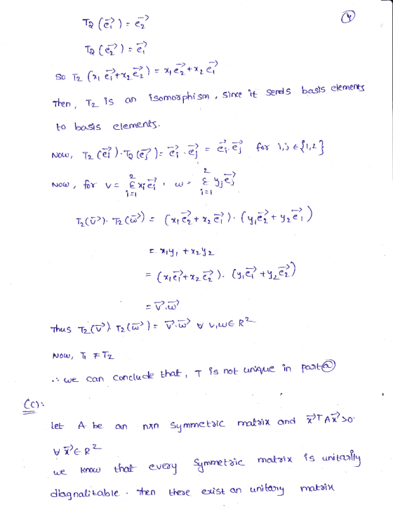 7hen, T2_ Is an somoa phi sm , Since t Serel s bcsis elemens to bosis elements 2 we can conclude that, T is n tuna ue ใ let A